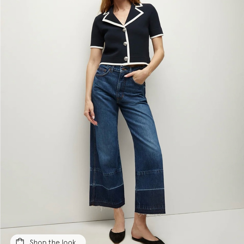 NWOT Veronica Beard Taylor Released Hem Cropped Wide-Leg Jeans- size 25